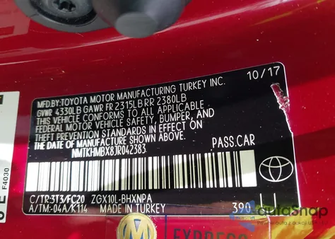 2018 Toyota C-Hr Xle Premium z USA, uszkodzony, nr VIN NMTKHMBX8JR042383